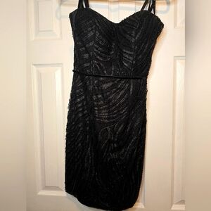 Colors sequined and beaded black mini dress